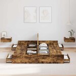 vidaXL Cadre de lit avec rangement avec tiroir Chêne fumé 140 x 190 cm