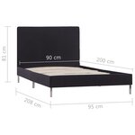 vidaXL Cadre de lit Noir Tissu 90x200 cm