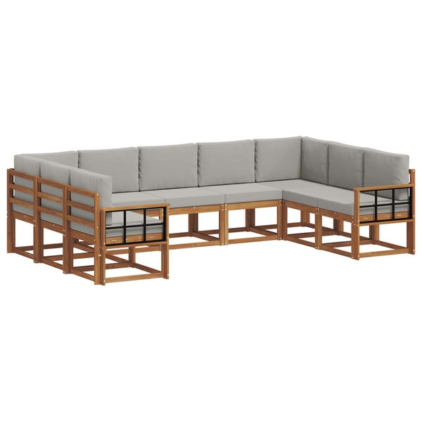 vidaXL Ensemble de canapés d'extérieur 9 pc Gris Naturel et Clair