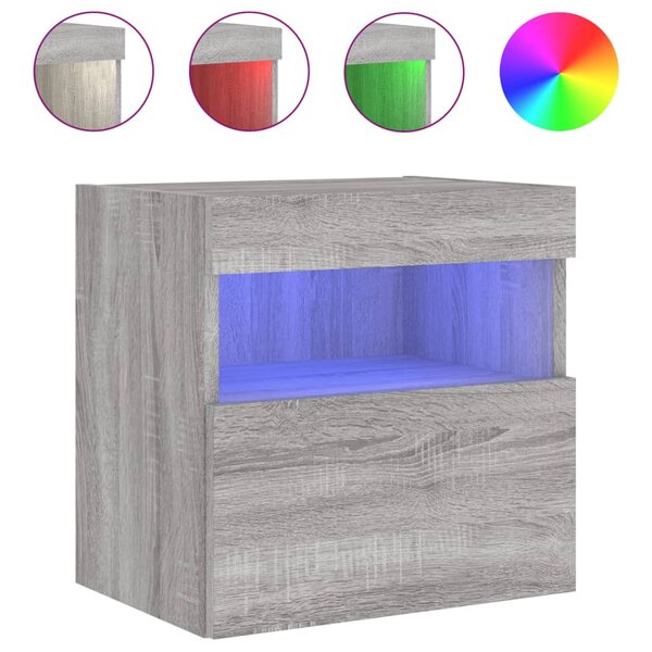 vidaXL Meuble TV mural avec lumières LED sonoma gris 40x30x40 cm