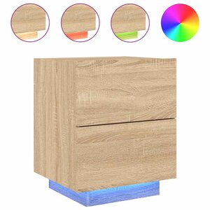 vidaXL Armoire de chevet avec lumières LED chêne sonoma