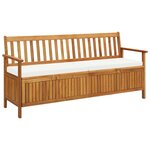 vidaXL Banc de rangement avec coussin 170 cm Bois d'acacia solide