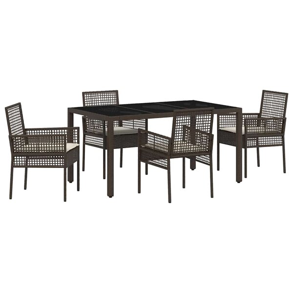 vidaXL Ensemble de salle à manger pour jardin 5 Pièces Marron polyrotin