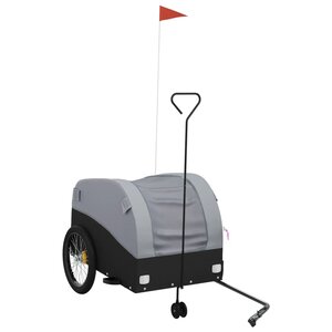 vidaXL Remorque de vélo noir et gris 45 kg fer