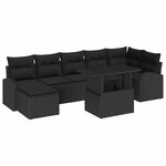 vidaXL Ensemble de canapé de jardin avec coussin 8 Pièces Noir