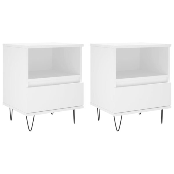 vidaXL Tables de chevet 2 Pièces blanc 40x35x50 cm bois d’ingénierie