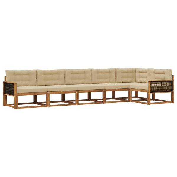vidaXL Ensemble de canapés d'extérieur 6 Pièces Naturel et Beige