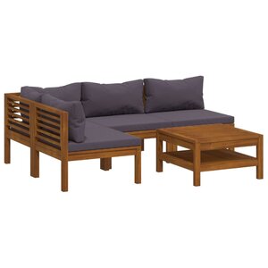 vidaXL Salon de jardin 5 Pièces avec coussin Bois d'acacia solide