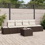 vidaXL Ensemble de canapé de jardin 5 pièces avec coussins Brun Poly Rattan
