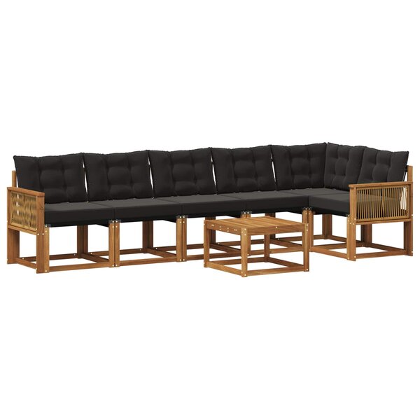 vidaXL Ensemble de canapés d'extérieur 7 pc Naturel et noir