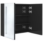 vidaXL Armoire de salle de bain à miroir LED noir brillant 62x14x60 cm