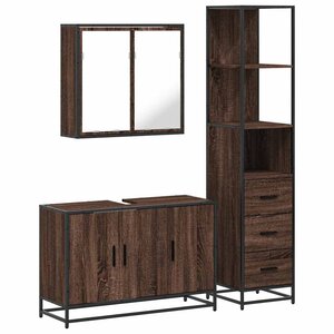 vidaXL Ensemble de meubles de salle de bain 3 Pièces Chêne marron