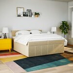 vidaXL Sommier à lattes de lit avec matelas Crème 200x200 cm Tissu