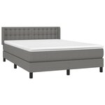vidaXL Sommier à lattes de lit avec matelas Gris foncé 140x190cm Tissu