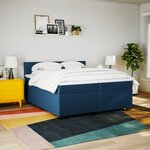 vidaXL Sommier à lattes de lit avec matelas Bleu 200x200 cm Tissu
