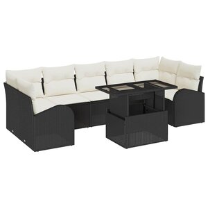 vidaXL Ensemble de canapé de jardin 8 Pièces Noir Poly Rattan