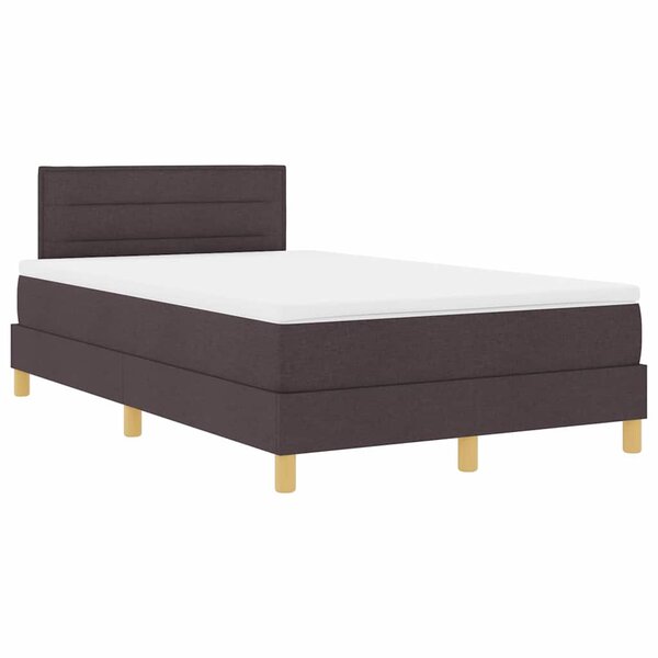vidaXL Lit à ressorts avec Matelas & LED Marron foncé 120x200 cm Tissu