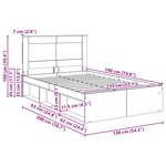 vidaXL Cadre de lit avec tiroir Gris Sonoma 135 x 190 cm Pin massif