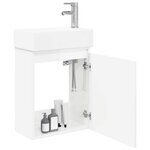 vidaXL Meuble de salle de bain avec robinet Blanc brillant