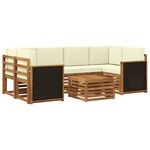 vidaXL Ensemble de canapés d'extérieur 7 pc Naturel et Crème