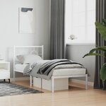 vidaXL Cadre de lit métal sans matelas avec tête de lit blanc 75x190cm