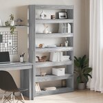 Bibliothèque/Classeur vidaXL Noir Chêne 100x30x198 cm en bois d'ingénierie