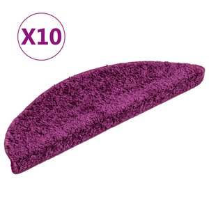 vidaXL Tapis d'escalier 10 pièces 56x17x3 cm Violet Demi-rond