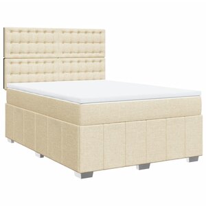 vidaXL Sommier à lattes de lit avec matelas Crème 140x200 cm Tissu
