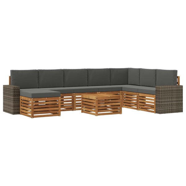 vidaXL Ensemble de canapés d'extérieur 9 pc Naturel et Anthracite