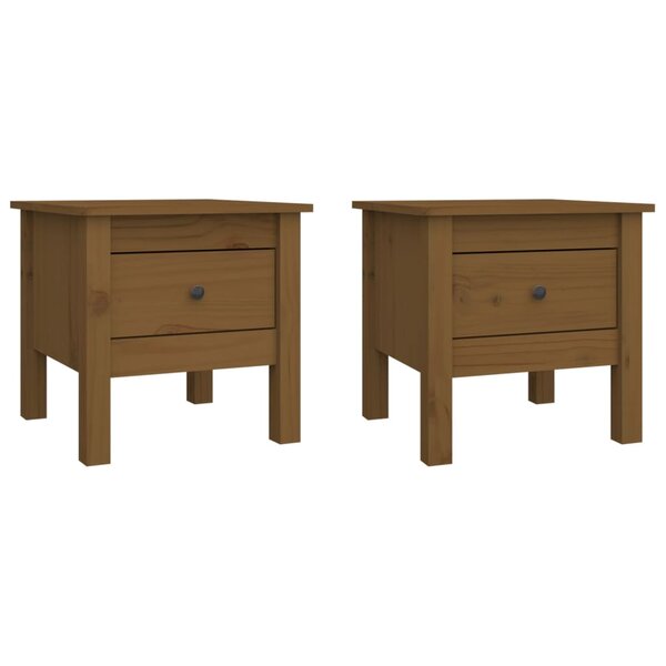 vidaXL Tables d'appoint 2Pièces Marron miel 40x40x39cm Bois massif de pin