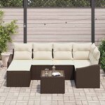 vidaXL Ensemble de canapé de jardin 7 Pièces Marron Poly rotin
