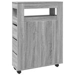 vidaXL Meuble étroit de salle de bain à roulettes sonoma gris