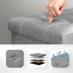 Banc de rangement 80 litres coffre boîte pouf pliable en tissu façon lin charge 300 kg pour salon chambre couloir gris clair 12_0004130