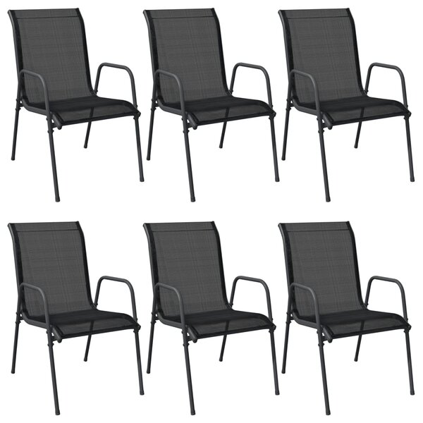 vidaXL Chaises de jardin lot de 6 Acier et textilène Noir