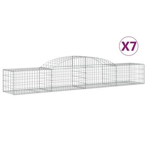 vidaXL Paniers à gabions arqués 7 Pièces 300x50x40/60 cm fer galvanisé