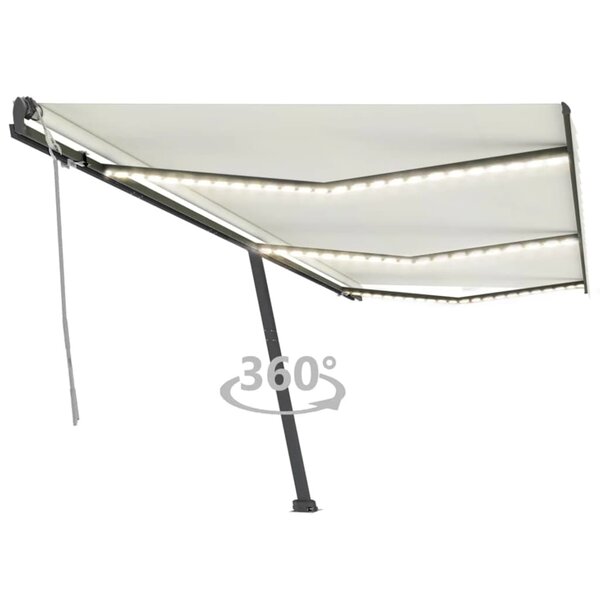 vidaXL Auvent manuel rétractable avec LED 600x300 cm Crème