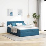 vidaXL Cadre de lit ottoman avec matelas bleu foncé 140x200 cm velours