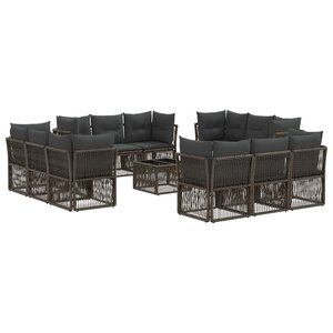 vidaXL Ensemble de canapé de jardin 13 Pièces Gris polyrotin