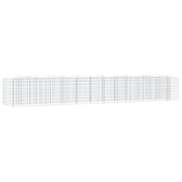 vidaXL Lit surélevé à gabions arqué 600x100x100 cm Fer galvanisé