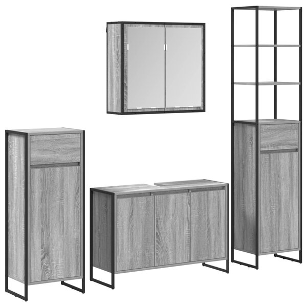 vidaXL Ensemble de mobilier de salle de bain avec tiroir Gris Sonoma