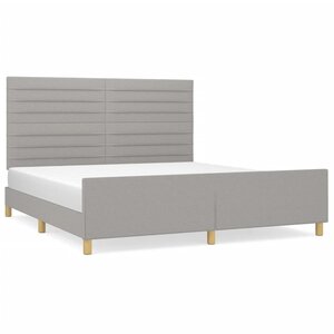 vidaXL Cadre de lit avec tête de lit Gris clair 180x200 cm