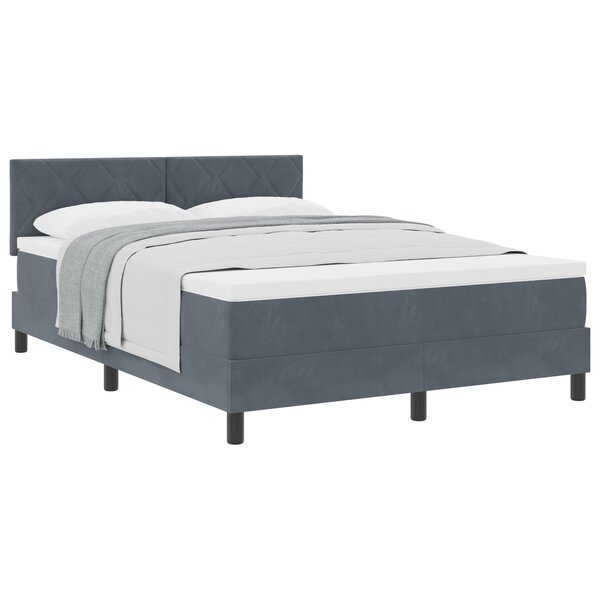 Lit à ressort avec matelas vidaXL Gris foncé 140x200 cm Velours
