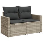 vidaXL Canapé de jardin 2 places et coussins gris clair résine tressée