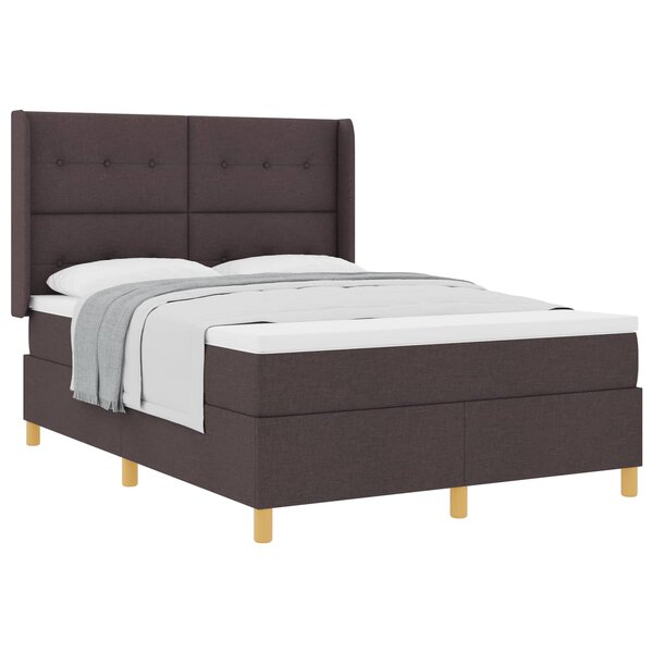 vidaXL Lit à ressorts avec matelas Marron foncé 140 x 190 cm tissu
