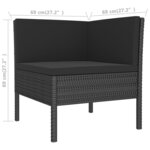 vidaXL Salon de jardin 12 Pièces avec coussins résine tressée noir