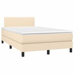 vidaXL Sommier à lattes de lit avec matelas LED Crème 120x200 cm Tissu