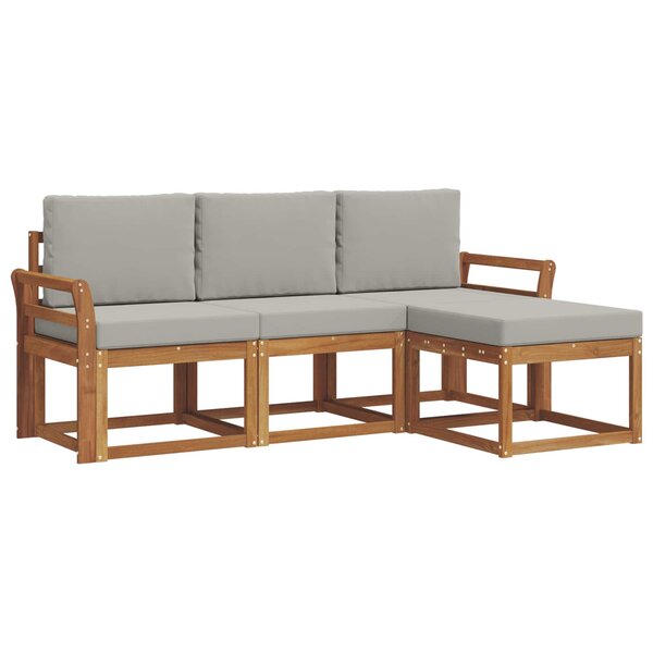 vidaXL Ensemble de canapés d'extérieur 4 pc Gris Naturel et Clair
