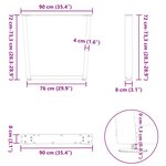 vidaXL Pieds de table à manger en V 3 pièces Noir 90 x (72-73 3) cm Acier