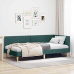 vidaXL Cadre de lit d'angle Vert foncé 90 cm x 190 cm tissu
