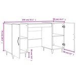 vidaXL Bureau sonoma gris 140x50x75 cm bois d'ingénierie